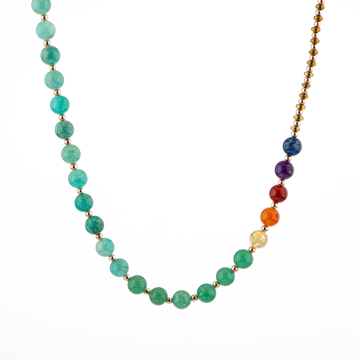 Amazonit, Aventurin, Sitrin, Karnelyan Akik, Kırmızı Akik, Ametist & Lapis Lazuli Doğal Taş Kolye – Özel Tasarım (50 cm)