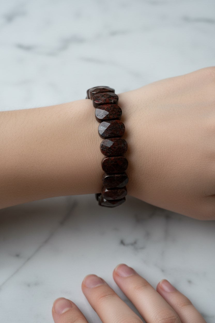 Dragon Jasper Doğal Taş Geniş Kesim Bileklik