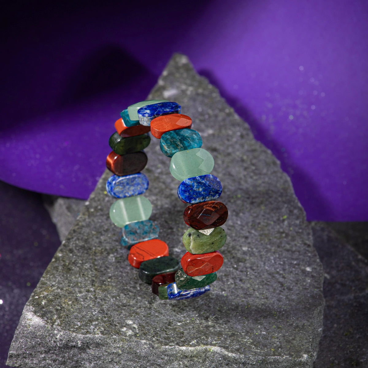 Boğa Burcu Doğal Taş Bileklik – Buz Mavisi Apatit, Dragon Jasper, Jasper, Lapis Lazuli, Aventurin & Yeşim