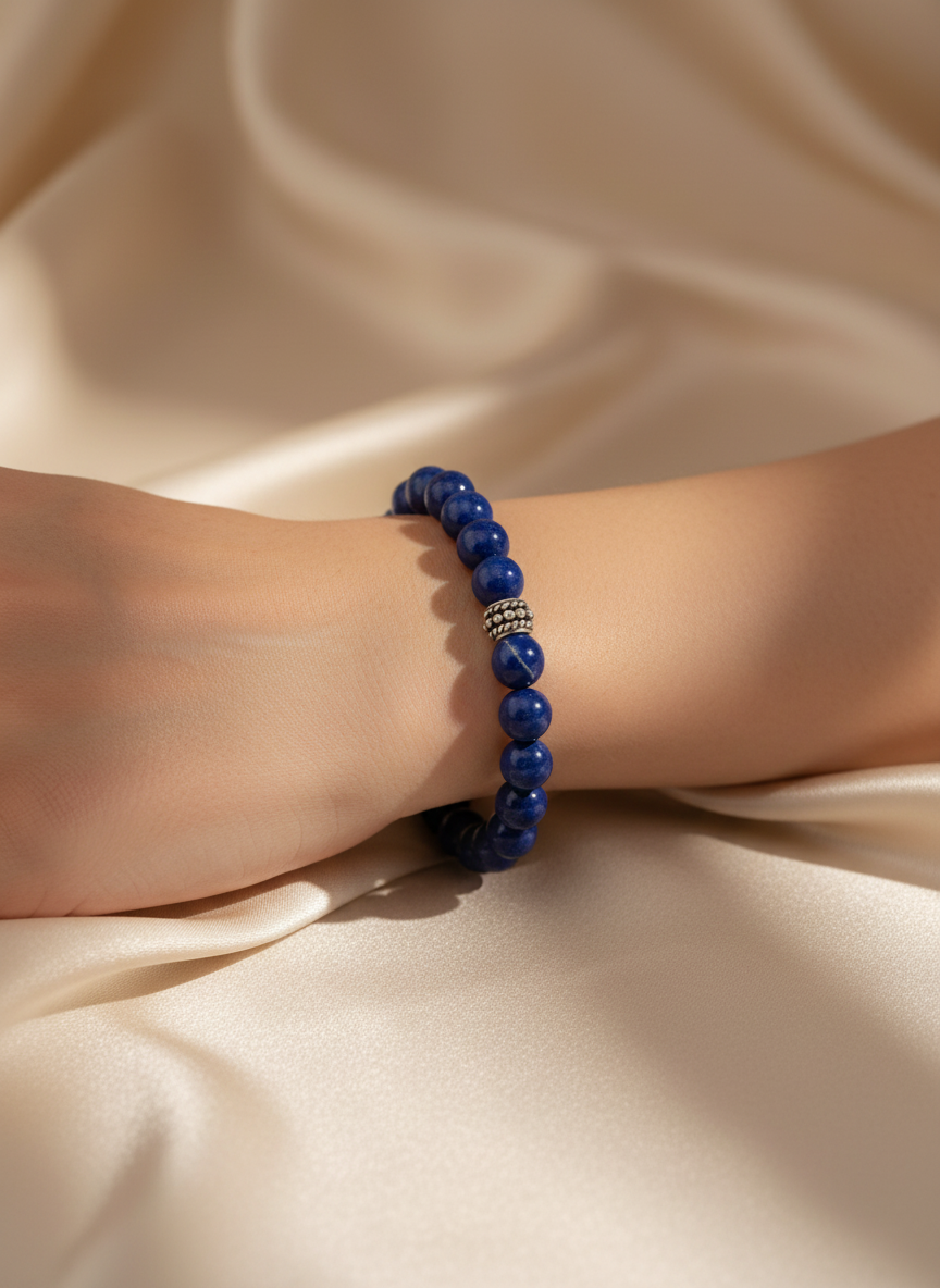 Sertifikalı Doğal Taş Bileklik - Lapis 8 Mm B512