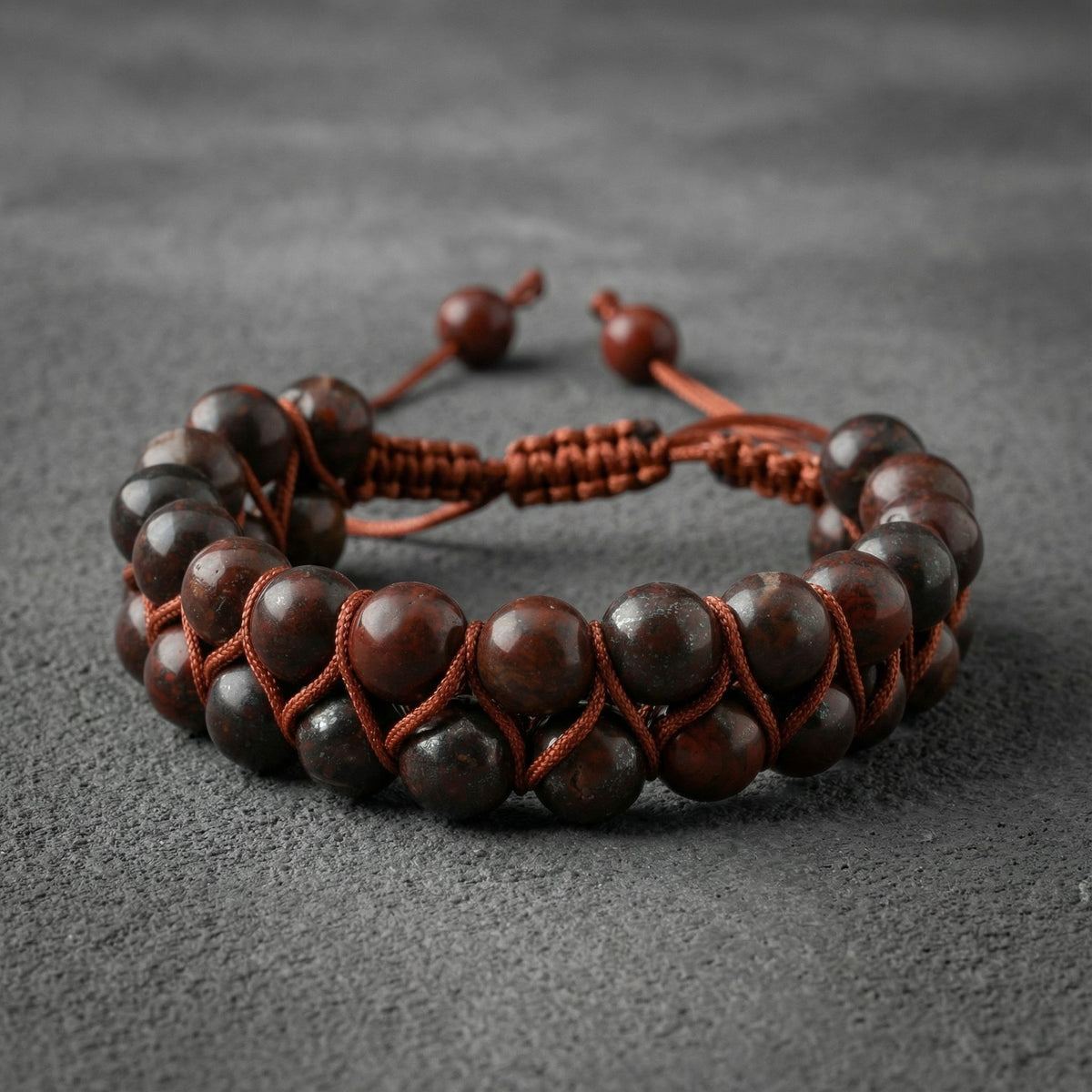 Dragon Jasper 8mm Çift Sıra Makrome Doğal Taş Bileklik