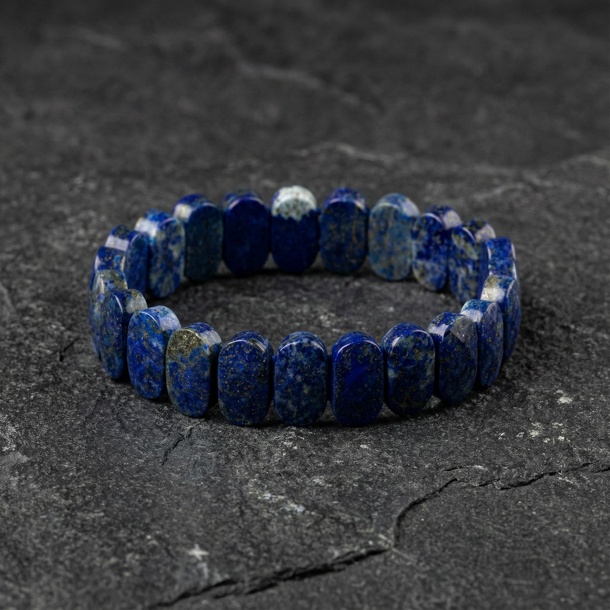 Lapis Lazuli Doğal Taş Geniş Kesim Bileklik (Rolex Stil)
