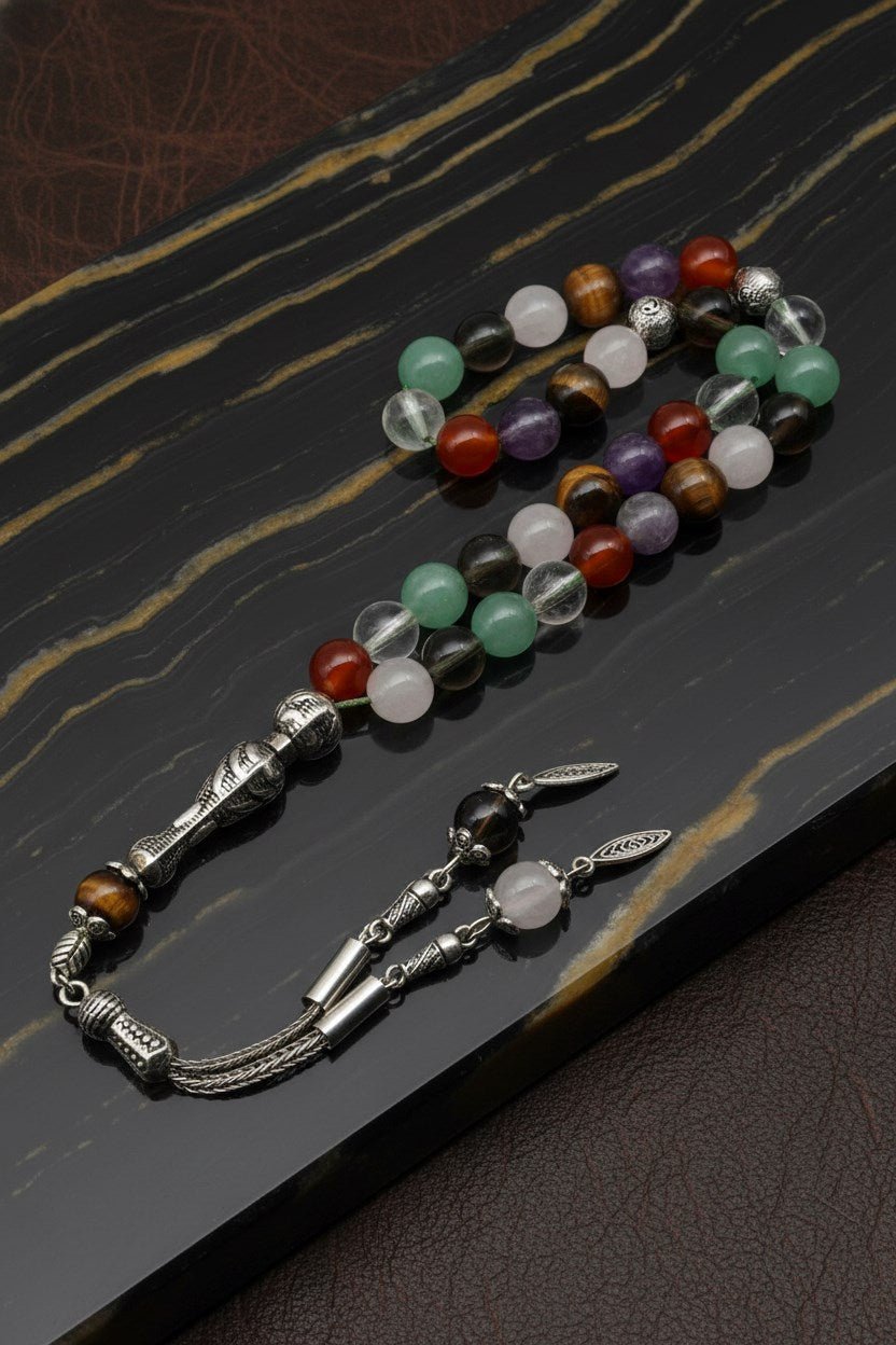 Çakra Doğal Taş Tesbih – 8 mm Küre Kesim