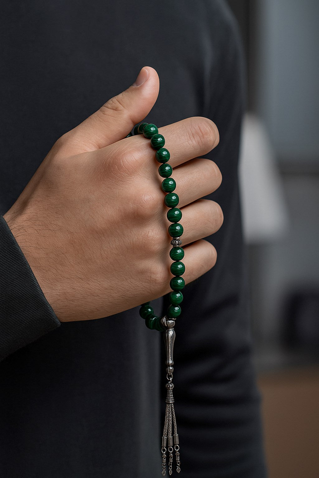 Malakit Doğal Taş Tesbih – 33’lük / 8 mm