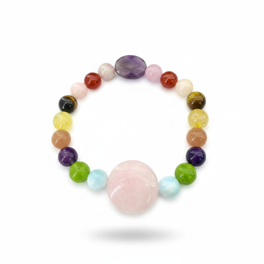 Morganit-kaplan Gözü-sitrin-larimar-akik-pembe Kuvars-yeşim-kunzit-güneş Taşı-ametist-aşk Bileklik B