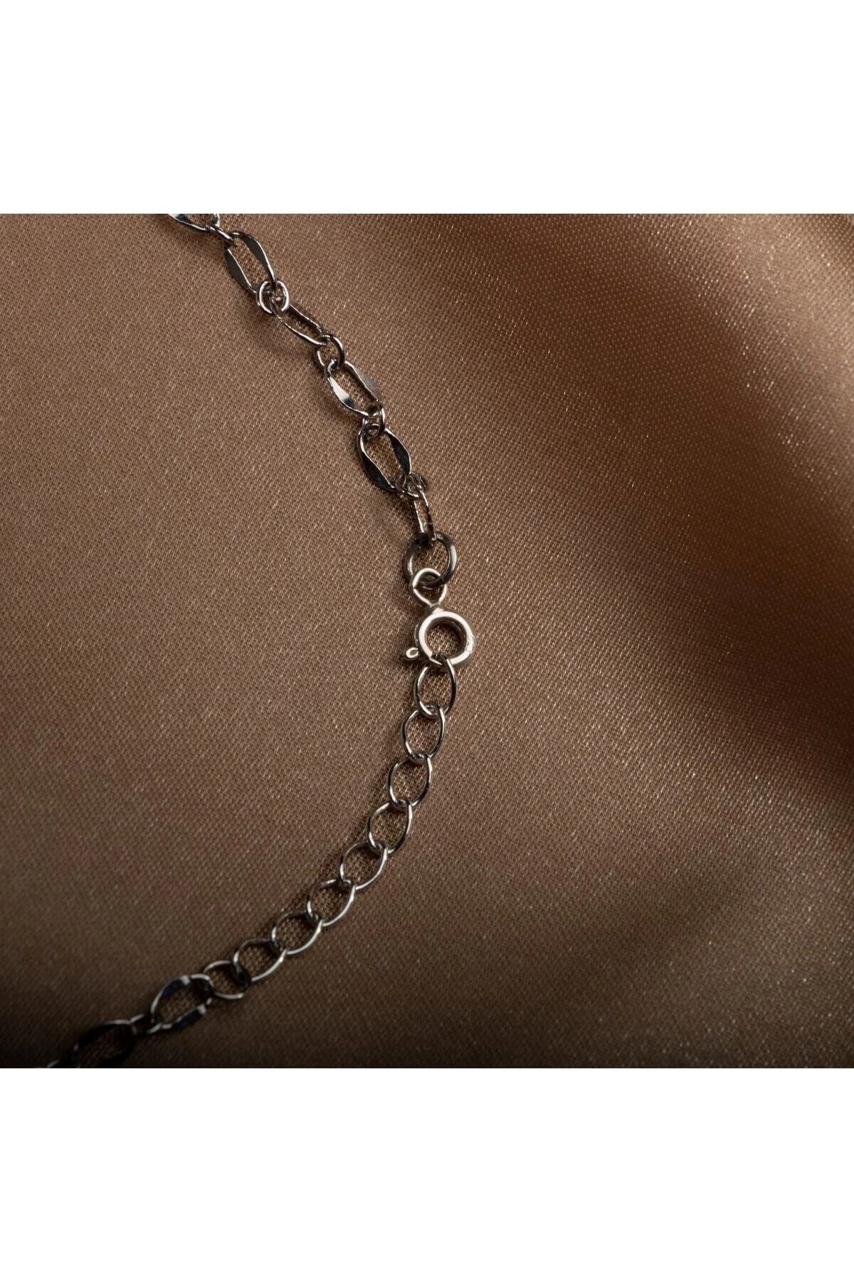İkili Taş İnci-Hematit Doğal Taş Zincir Gümüş Kapama Kolye
