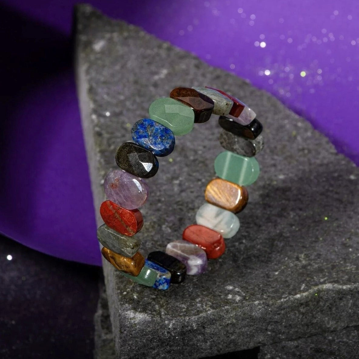 Aslan Burcu Bileklik Ametist, Golden Obsidyen, Jasper, Kaplan Gözü, Labradorit, Lapis Lazuli, Yeşil Aventurin