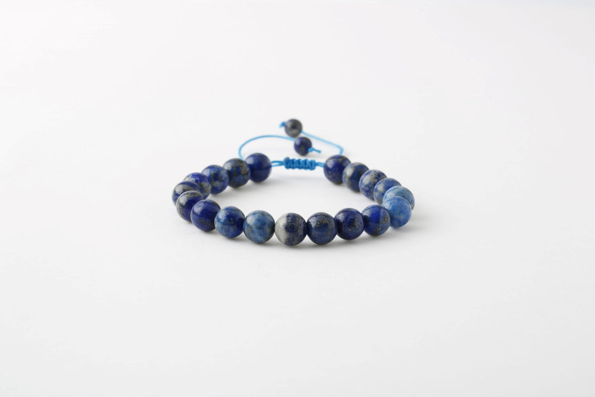 Lapis Lazuli 8 mm Merdiven Kapama Doğal Taş Bileklik – El İşçiliği