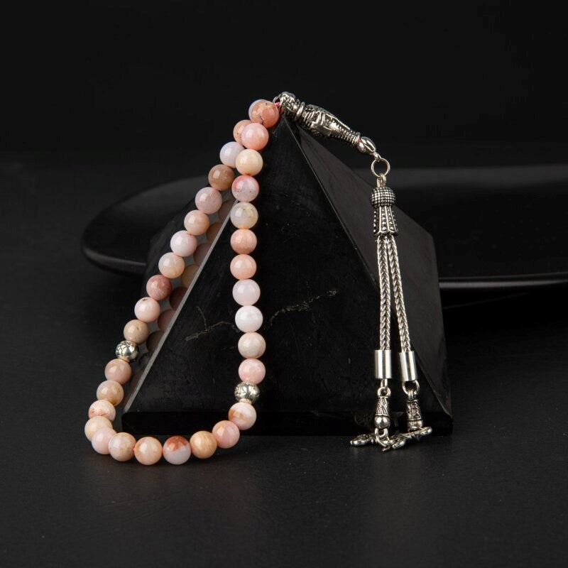 Opal Pembe Doğal Taş Tesbih 33lük - 8mm