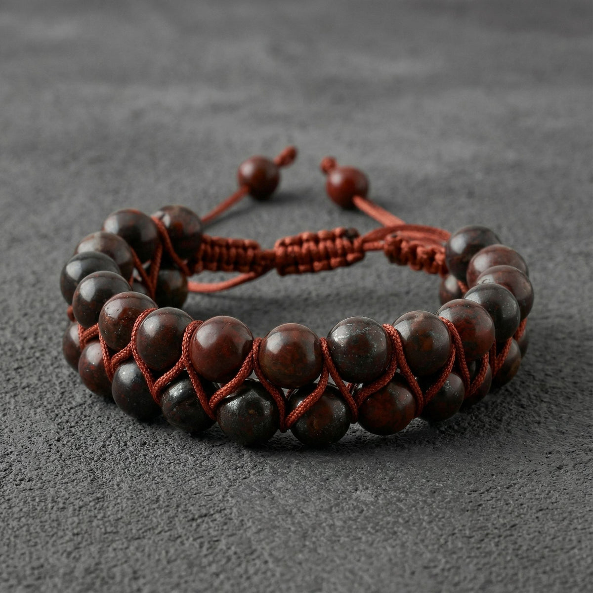Dragon Jasper 8mm Çift Sıra Makrome Doğal Taş Bileklik