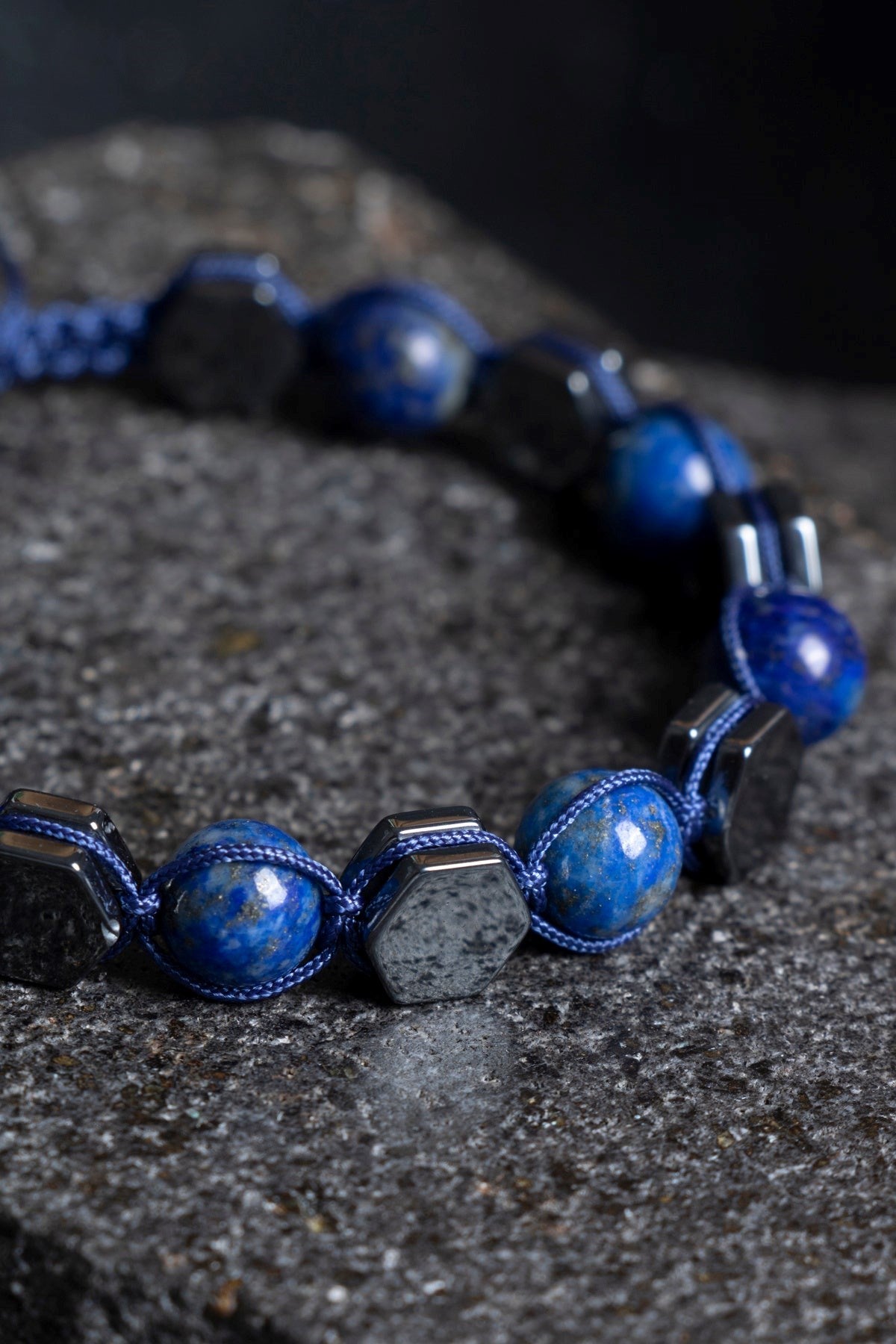 Lapis Lazuli, Hematit Doğal Taş Makrome Bileklik (SK:360)