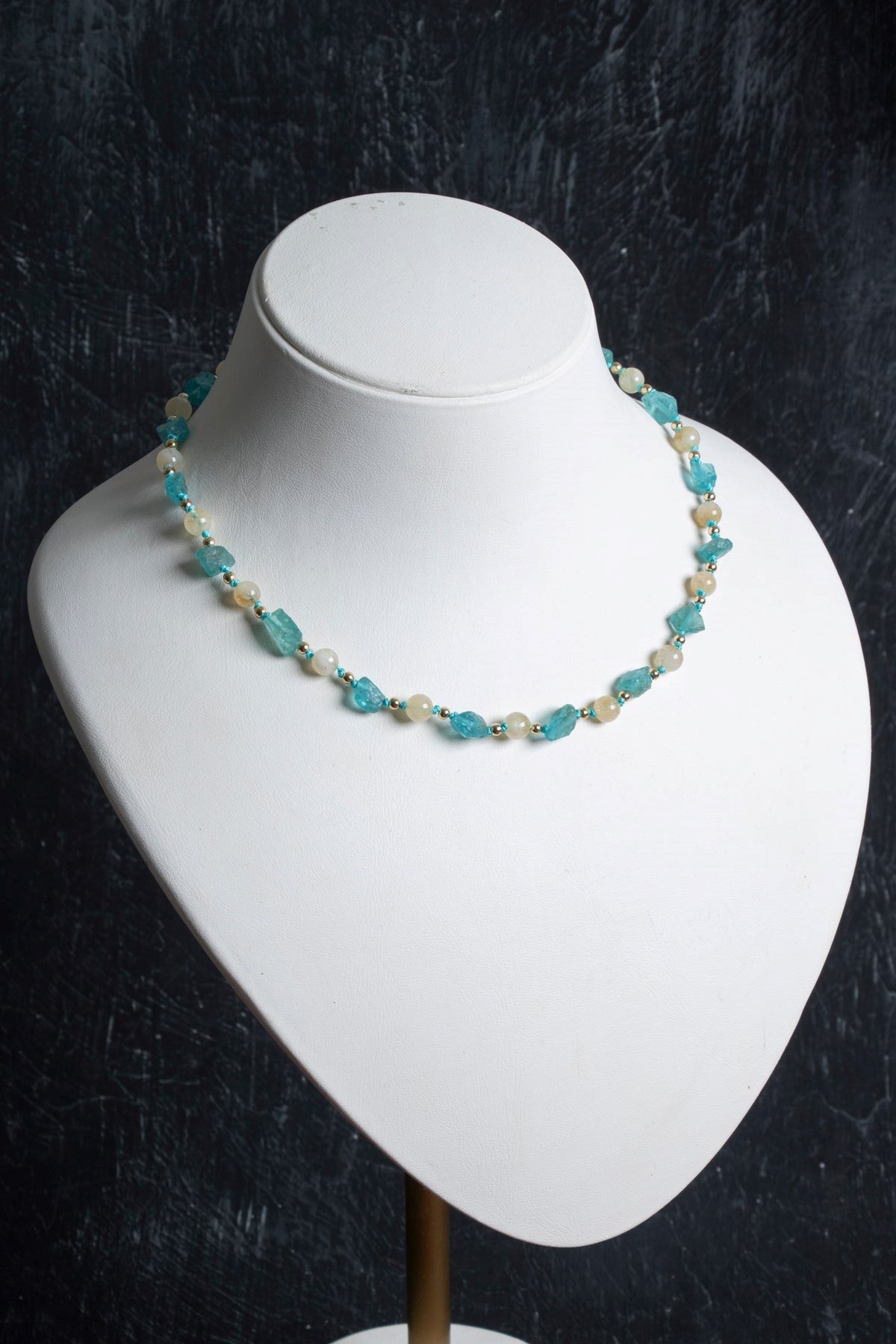 Apatit, Sitrin Naturel Doğal Taş Makrome Kolye