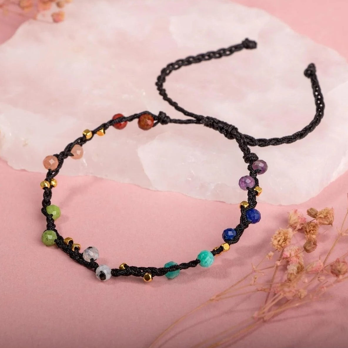 Çakra-Jasper-Yeşim-Amazonit-Lapis-Güneş Taşı-Ametist-Ay Taşı Doğal Taş Bileklik
