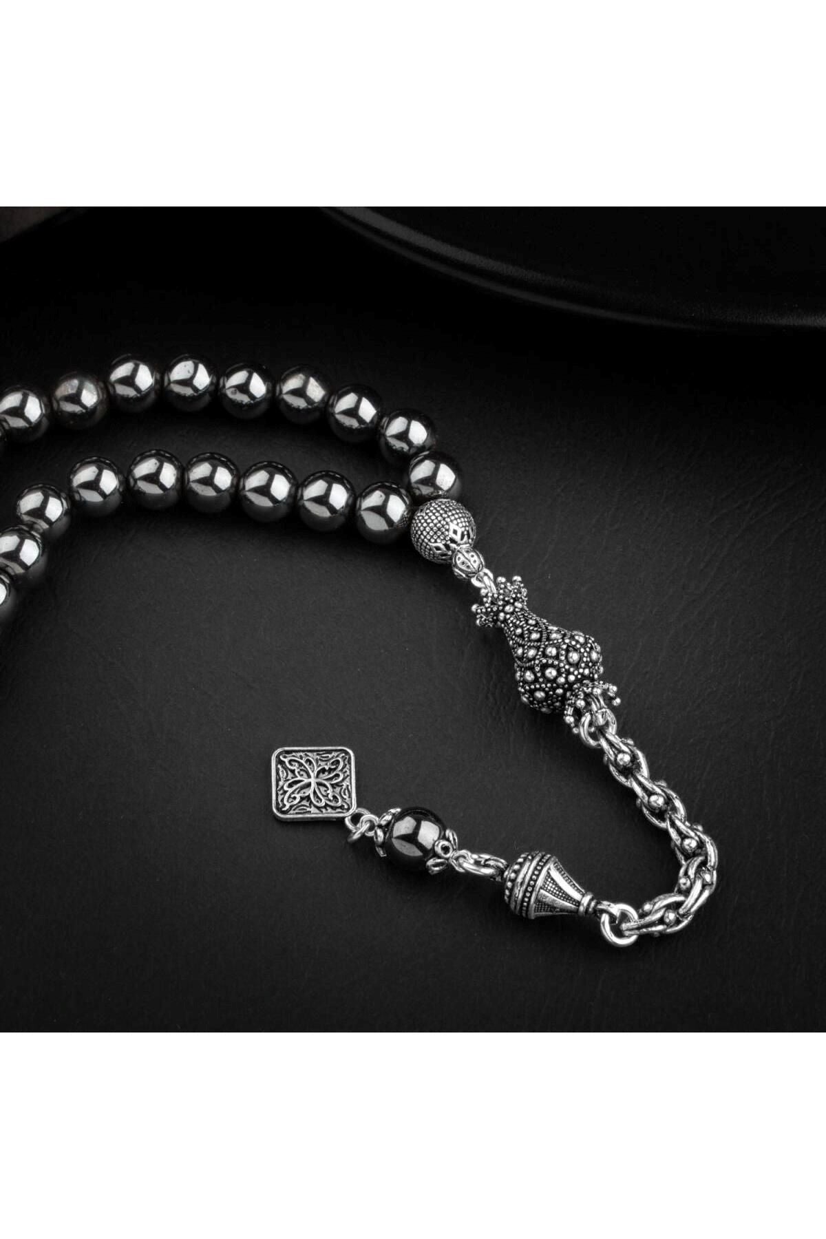 Hematit Doğal Taş 8mm Gümüş İmameli Tesbih