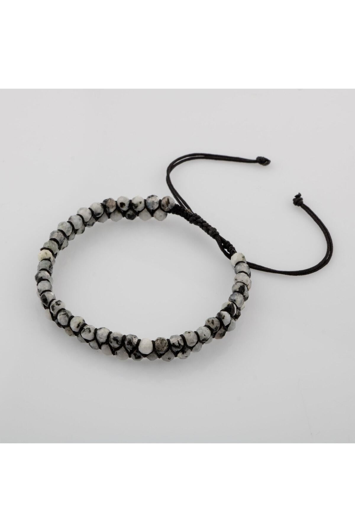 Ay Taşı 3-4mm Çift Sıra Doğal Taş Bileklik