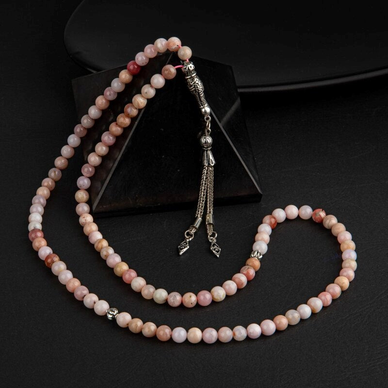 Opal Pembe Doğal Taş Tesbih 99luk - 6mm