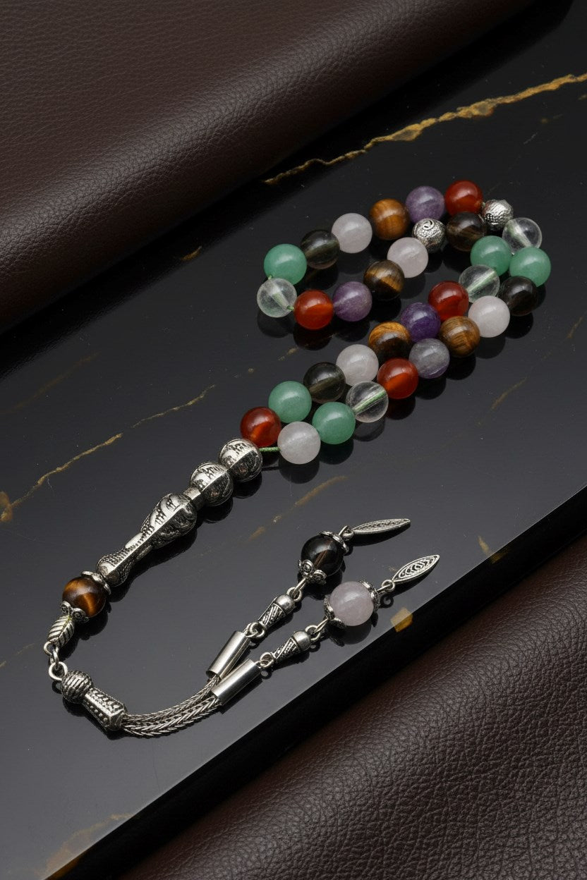 Çakra Doğal Taş Tesbih – 8 mm Küre Kesim