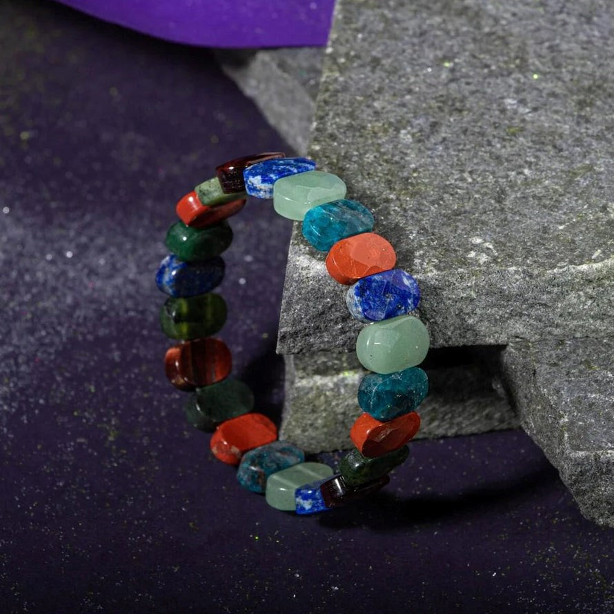 Boğa Burcu Bileklik Buz Mavizi Apatit, Dragon Jasper, Jasper, Lapis Lazuli, Yeşil Aventurin, Yeşim