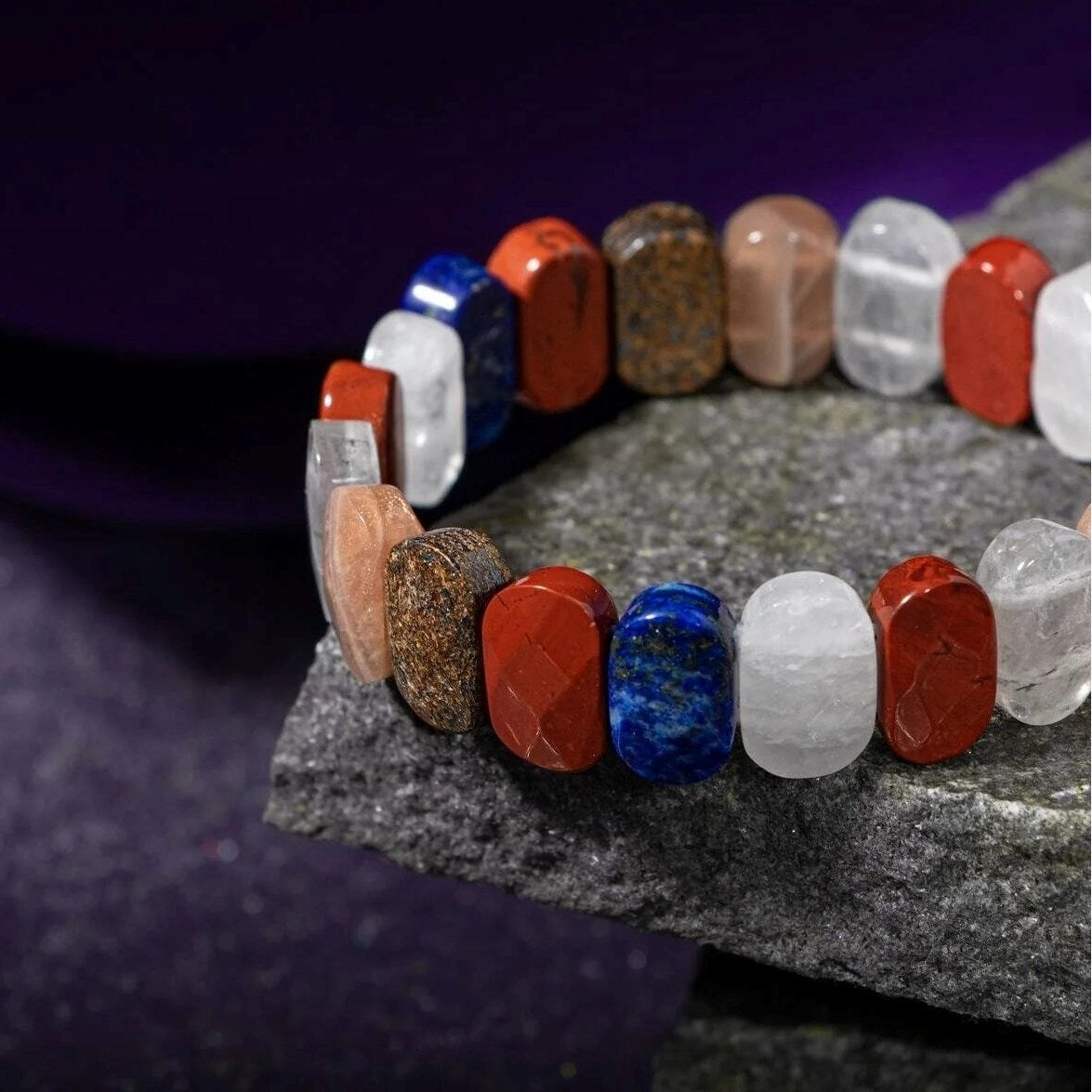 Yay Burcu Bileklik Ay Taşı, Bronzit, Güneş Taşı, Jasper, Lapis Lazuli, Selenit