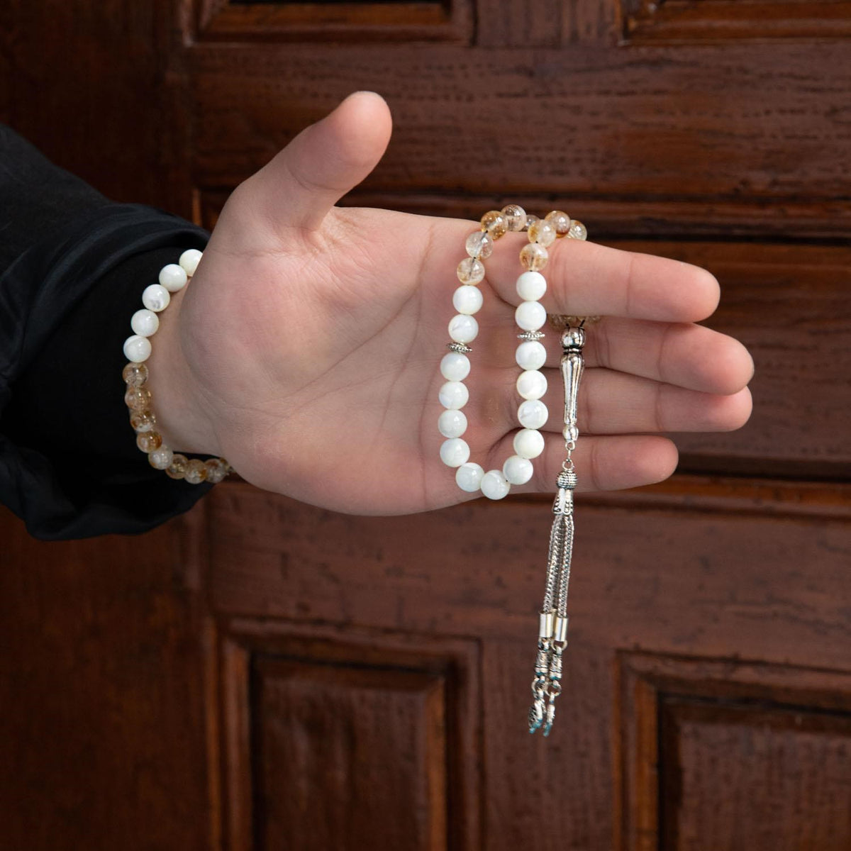 Sitrin & Sedef Doğal Taş Tesbih & Bileklik Seti – Özel Tasarım