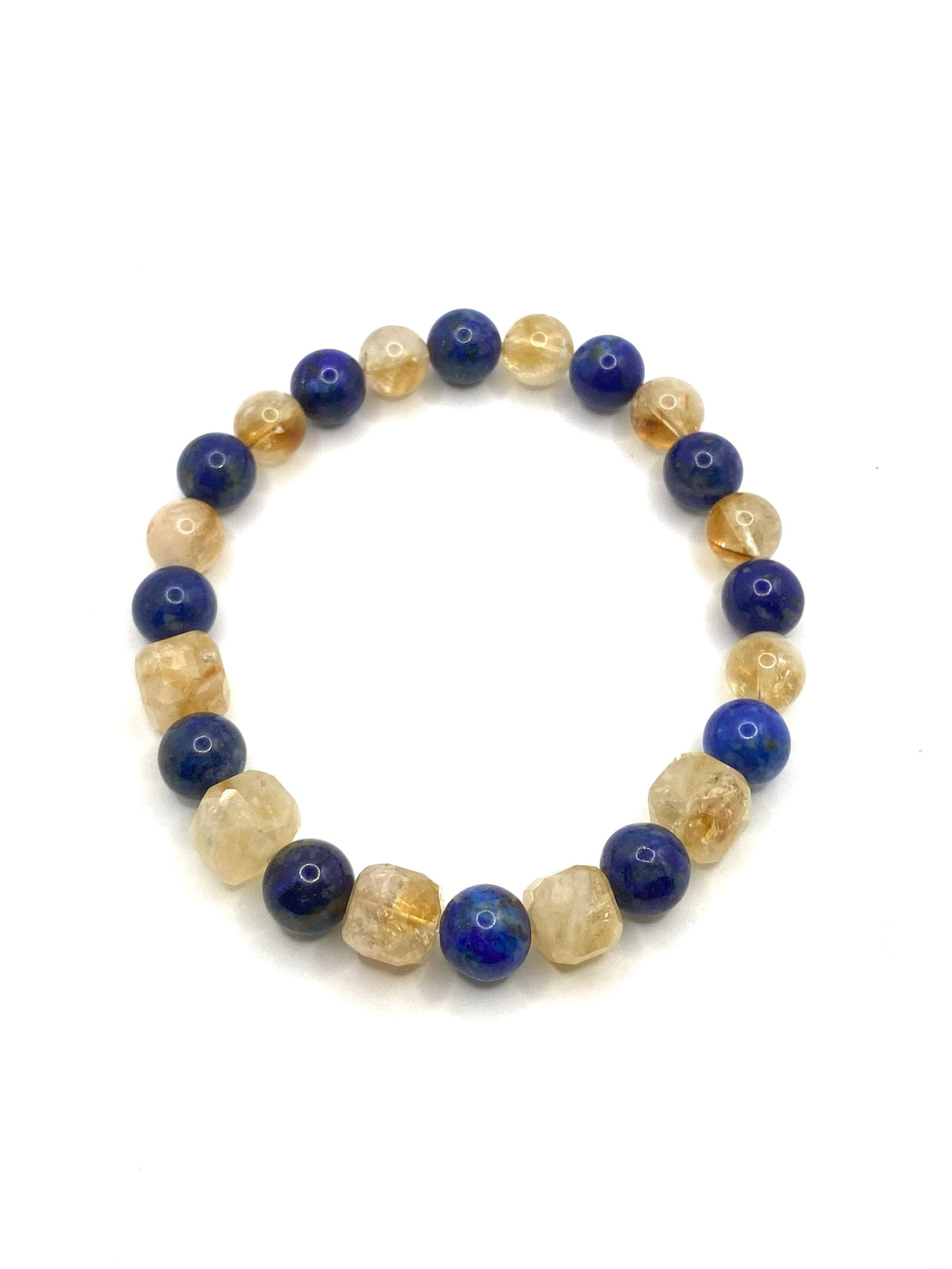 Sitrin ve Lapis Lazuli Doğal Taş Bileklik – 8 mm Unisex Tasarım