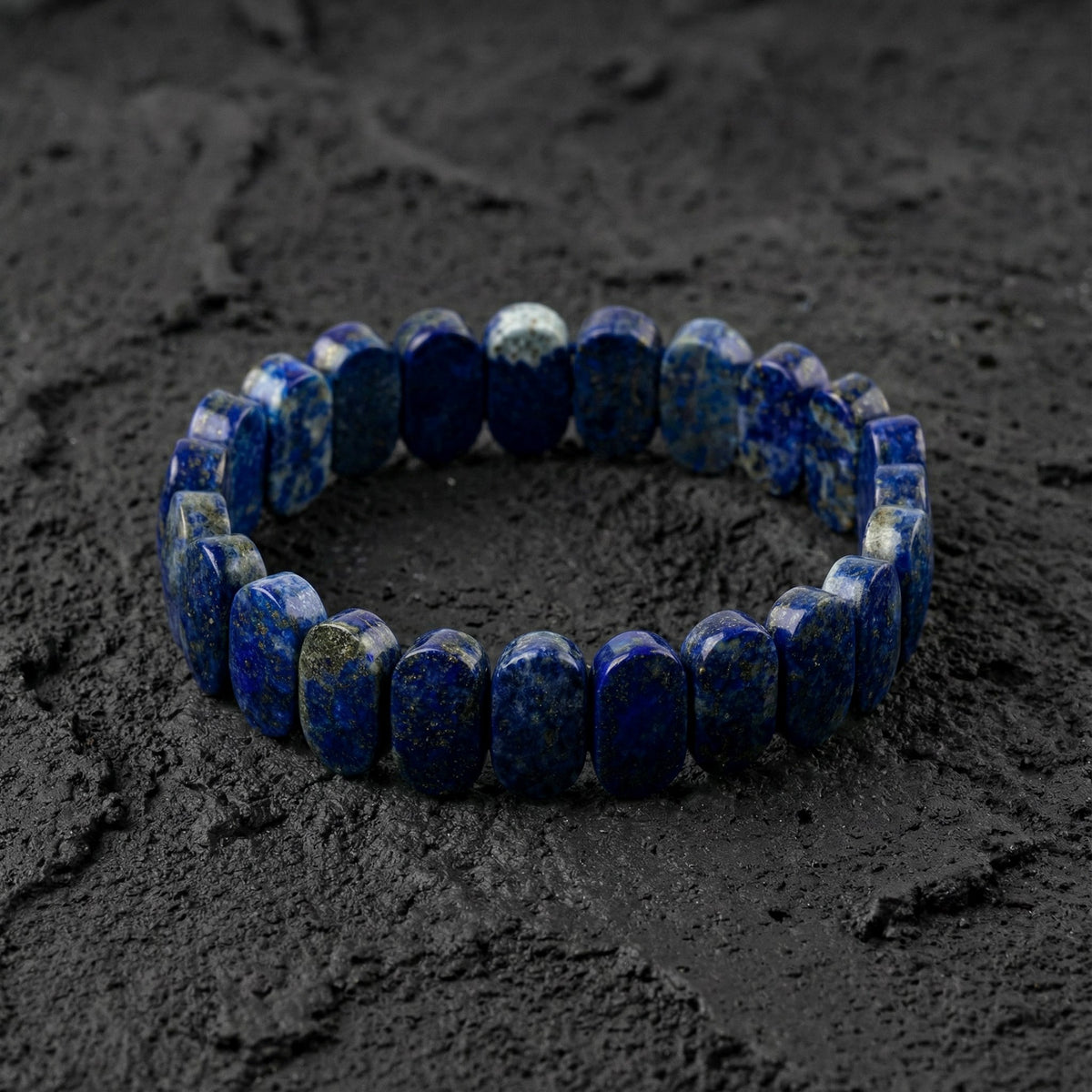 Lapis Lazuli Doğal Taş Geniş Kesim Bileklik (Rolex Stil)