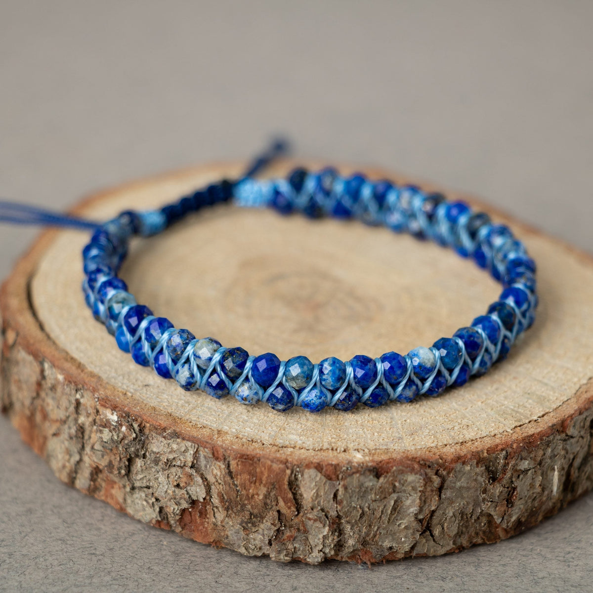 Lapis Lazuli 3-4 mm Çift Sıra Doğal Taş Bileklik – Unisex El İşçiliği