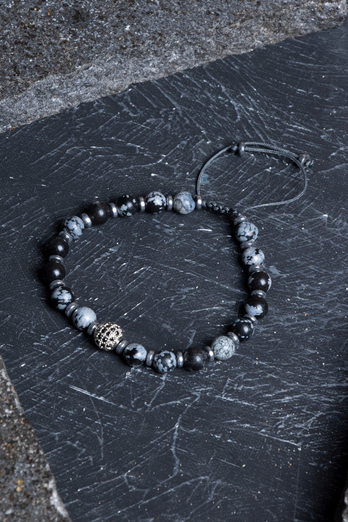 Obsidyen, Hematit Zirkon Aparat Doğal Taş Makrome Bileklik
