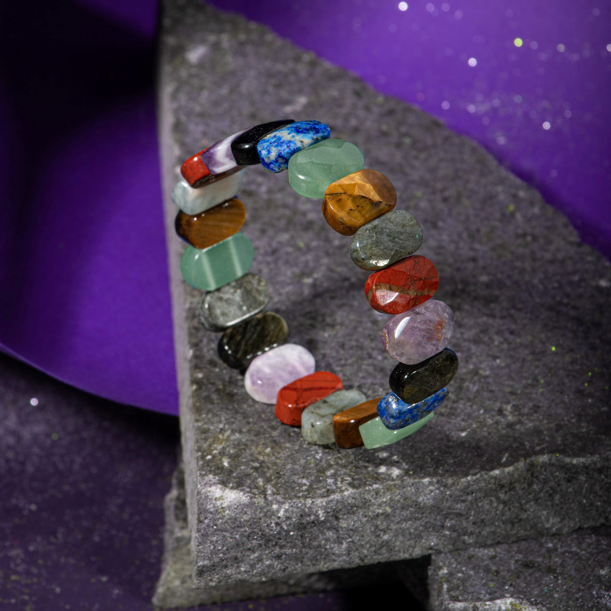 Aslan Burcu Doğal Taş Bileklik – Ametist, Obsidyen, Jasper, Kaplan Gözü, Labradorit, Lapis Lazuli & Aventurin