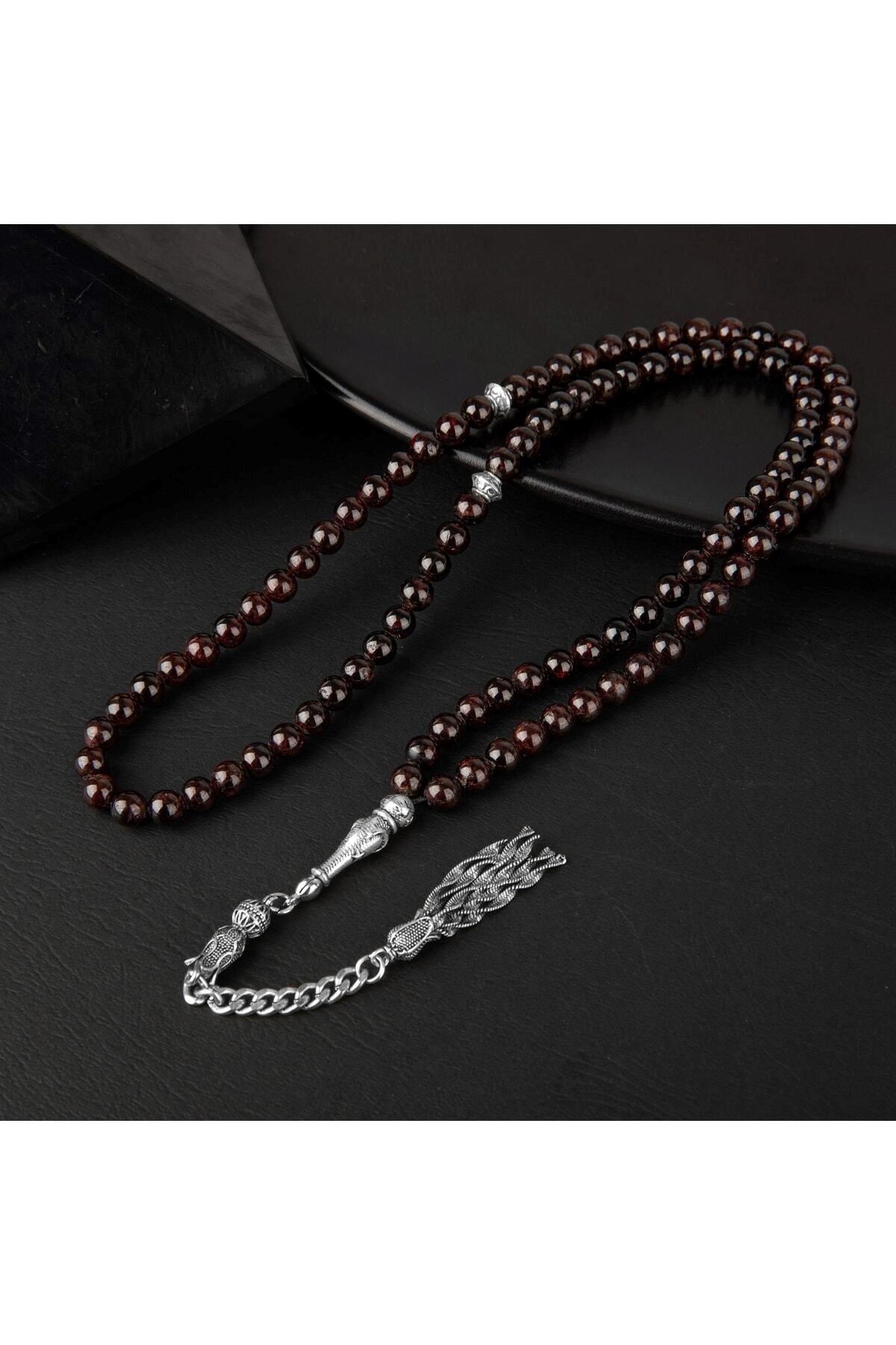 Bordo Granat Lal Doğal Taş Tesbih 99luk - 6mm
