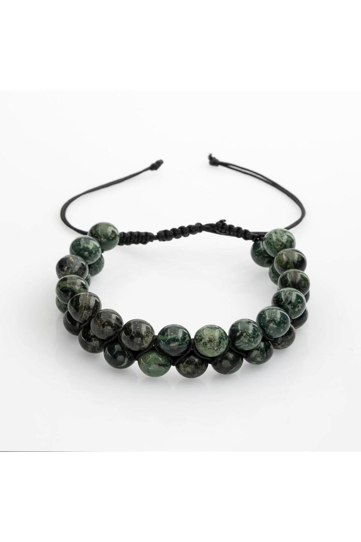 Yeşil Kanbaba Jasper 8mm Çift Sıra Makrome Doğal Taş Bileklik