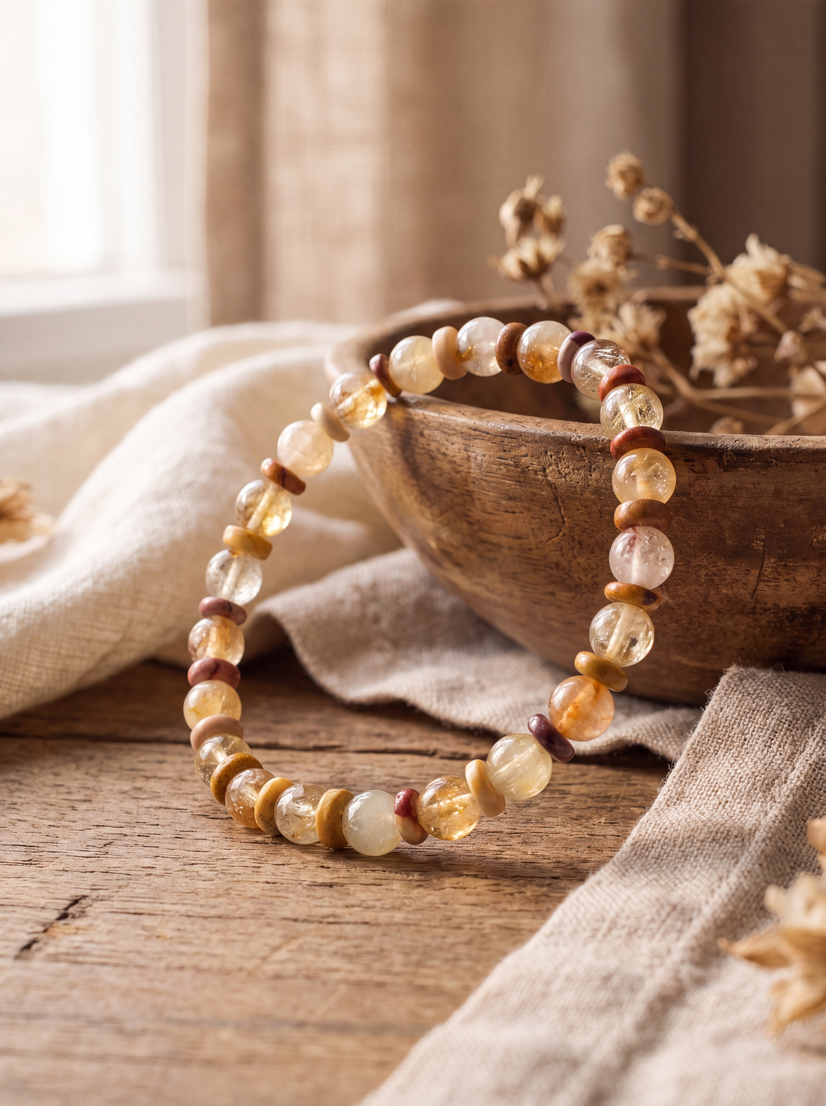 Sitrin - Renkli Jasper Doğal Taş Bileklik (6 mm)