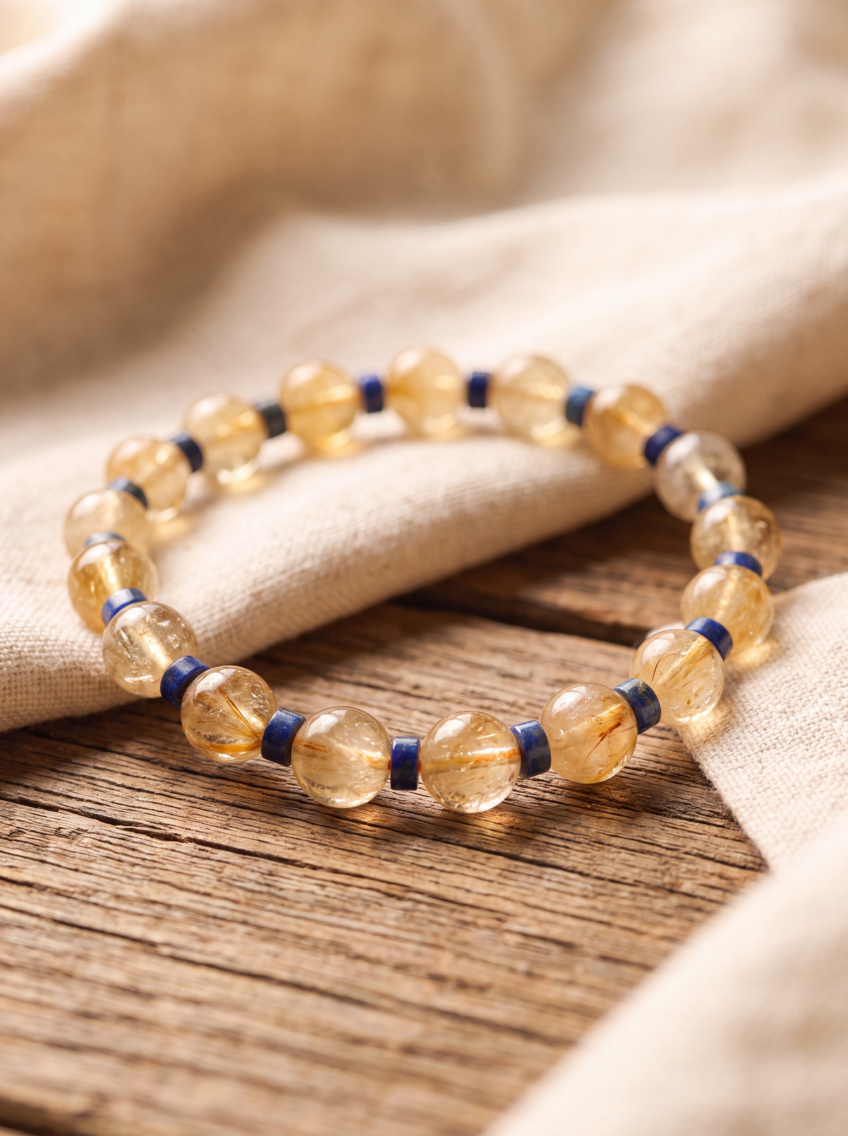 Sitrin - Lapis Lazuli Doğal Taş Bileklik (8 mm)