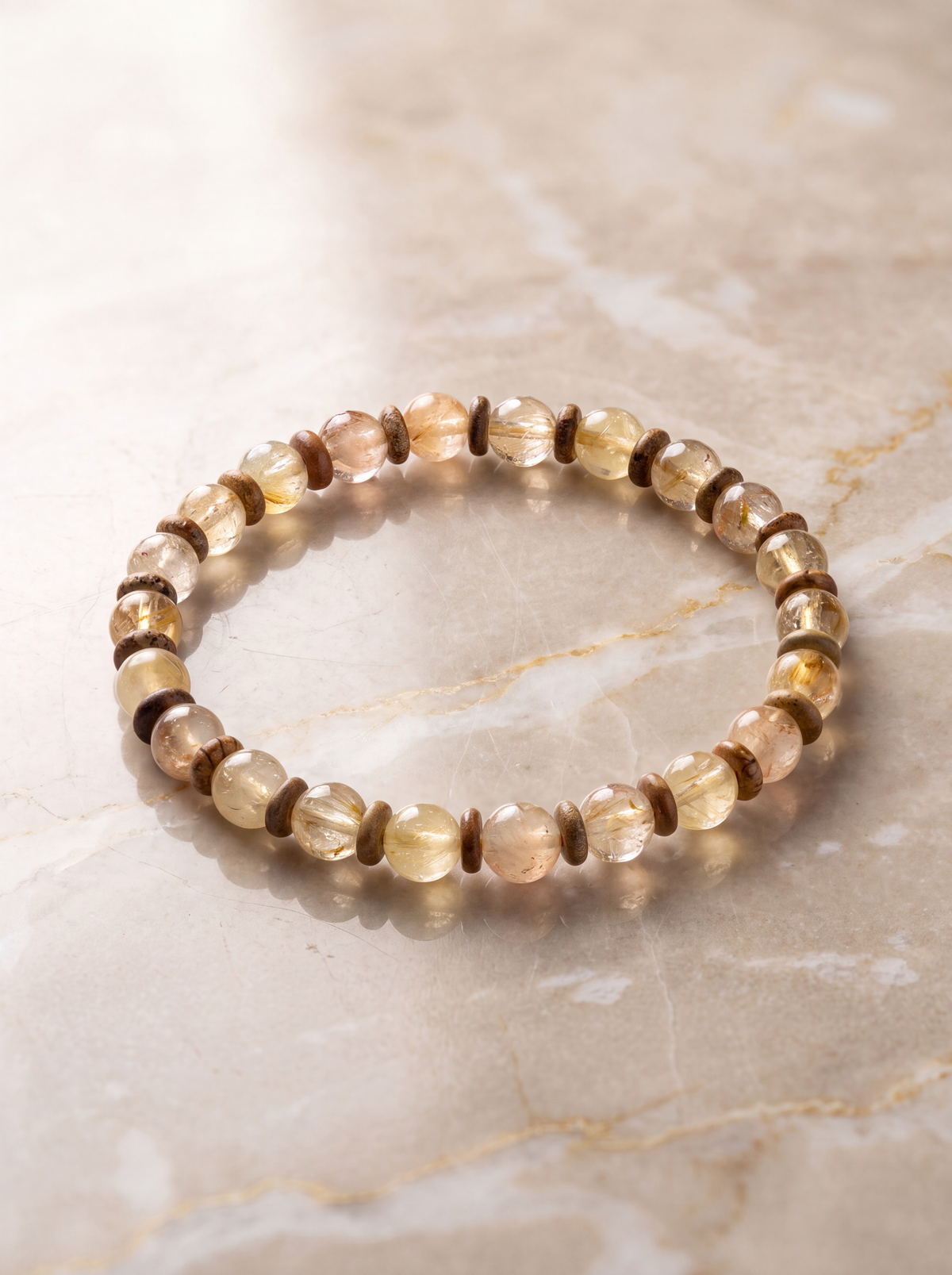 Sitrin - Odun Jasper Doğal Taş Bileklik (6 mm)
