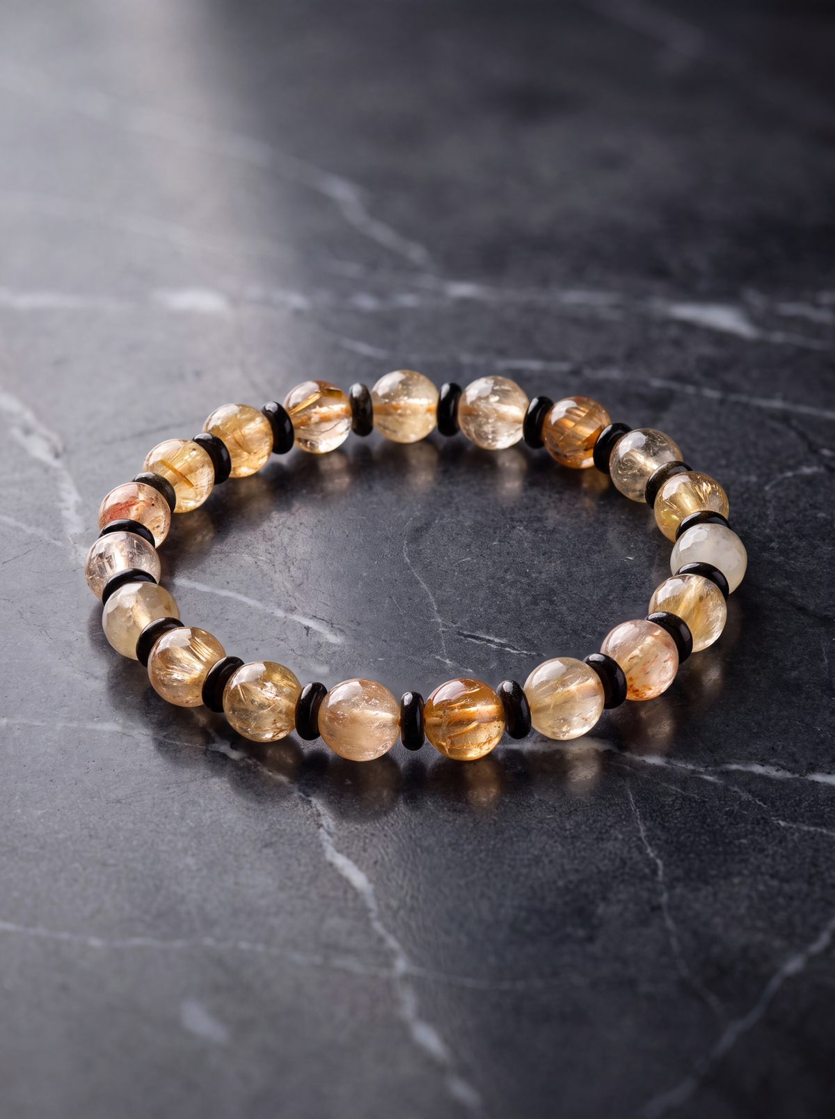 Sitrin - Golden Obsidyen Doğal Taş Bileklik (8 mm)