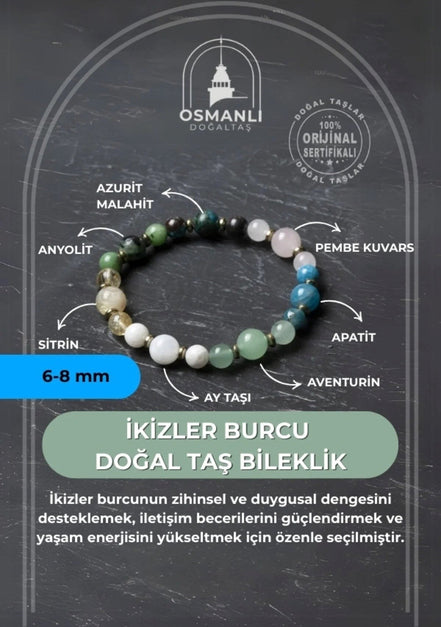 MuhammedMasumCo İkizler Burcu Doğal Taş Bileklik