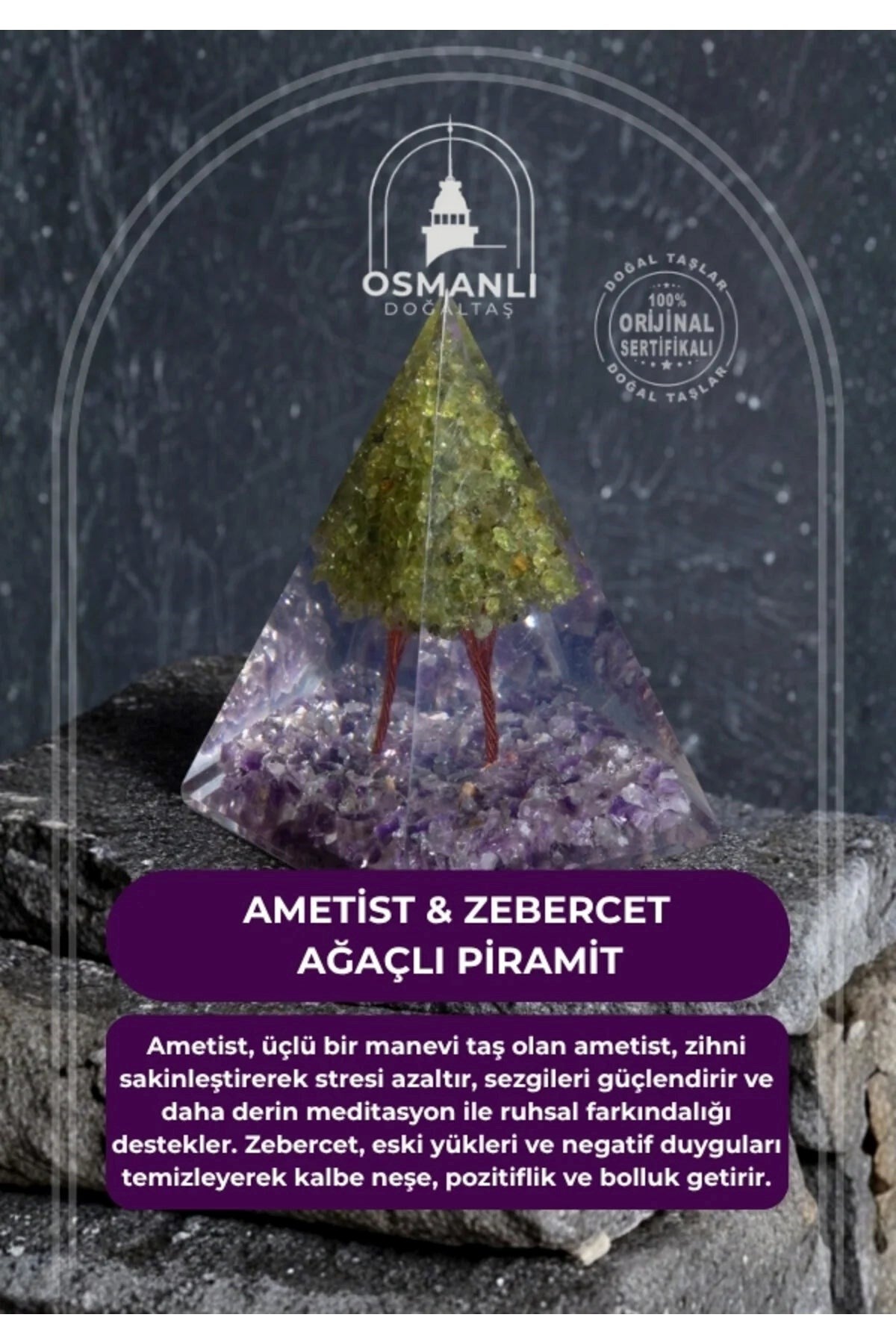 Ametist & Zebercet  Ağaçlı Piramit