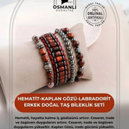 Hematit-Kaplan Gözü-Labradorit Erkek Doğal Taş Bileklik Seti
