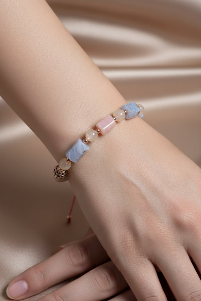 Kalsedon, Sitrin ve Opal Doğal Taş Bileklik – Unisex Şık Tasarım