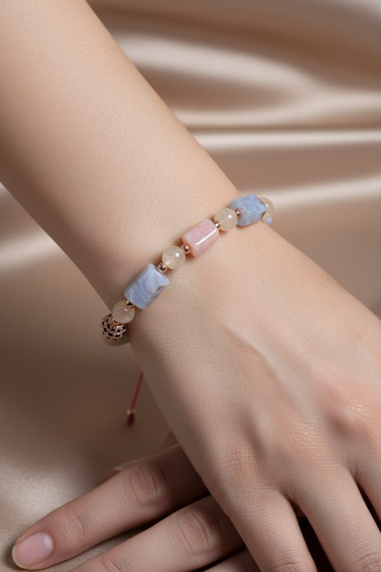 Kalsedon, Sitrin ve Opal Doğal Taş Bileklik – Unisex Şık Tasarım