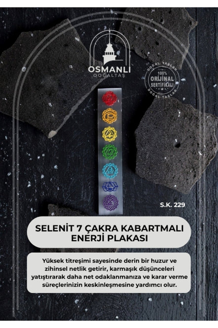 Selenit 7 Çakra Kabartmalı Enerji Plakası (S.K. 229)