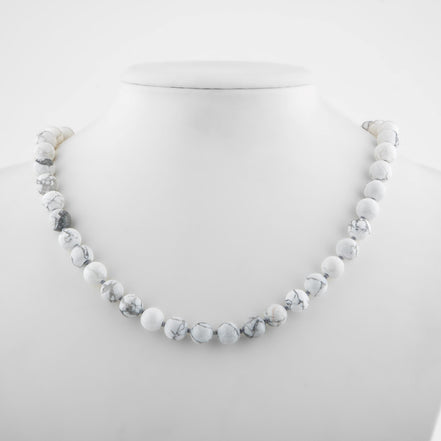 Havlit Doğal Taş Kolye – 8 mm Düğümlü, Unisex Tasarım (50 cm)