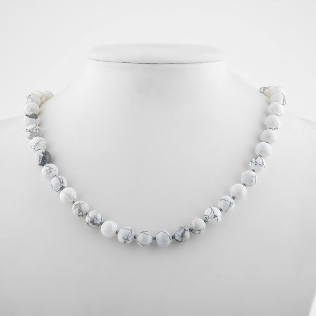 Havlit Doğal Taş Kolye – 8 mm Düğümlü, Unisex Tasarım (50 cm)