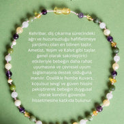 Bebek Kehribar Kolye- Ametist-kehribar-kalsit-yeşim-pembe Kuvars