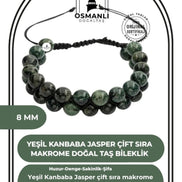 Yeşil Kanbaba Jasper 8mm Çift Sıra Makrome Doğal Taş Bileklik