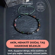 Akik, Hematit Doğal Taş Makrome Bileklik