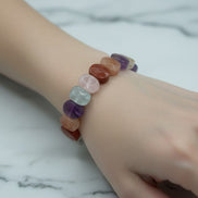 Pembe Kuvars, Ametist, Sitrin, Akuamarin, Jasper, Güneş Taşı ve Ay Taşı Doğal Taş Rolex Misinalı Bileklik – Unisex Şık Tasarım