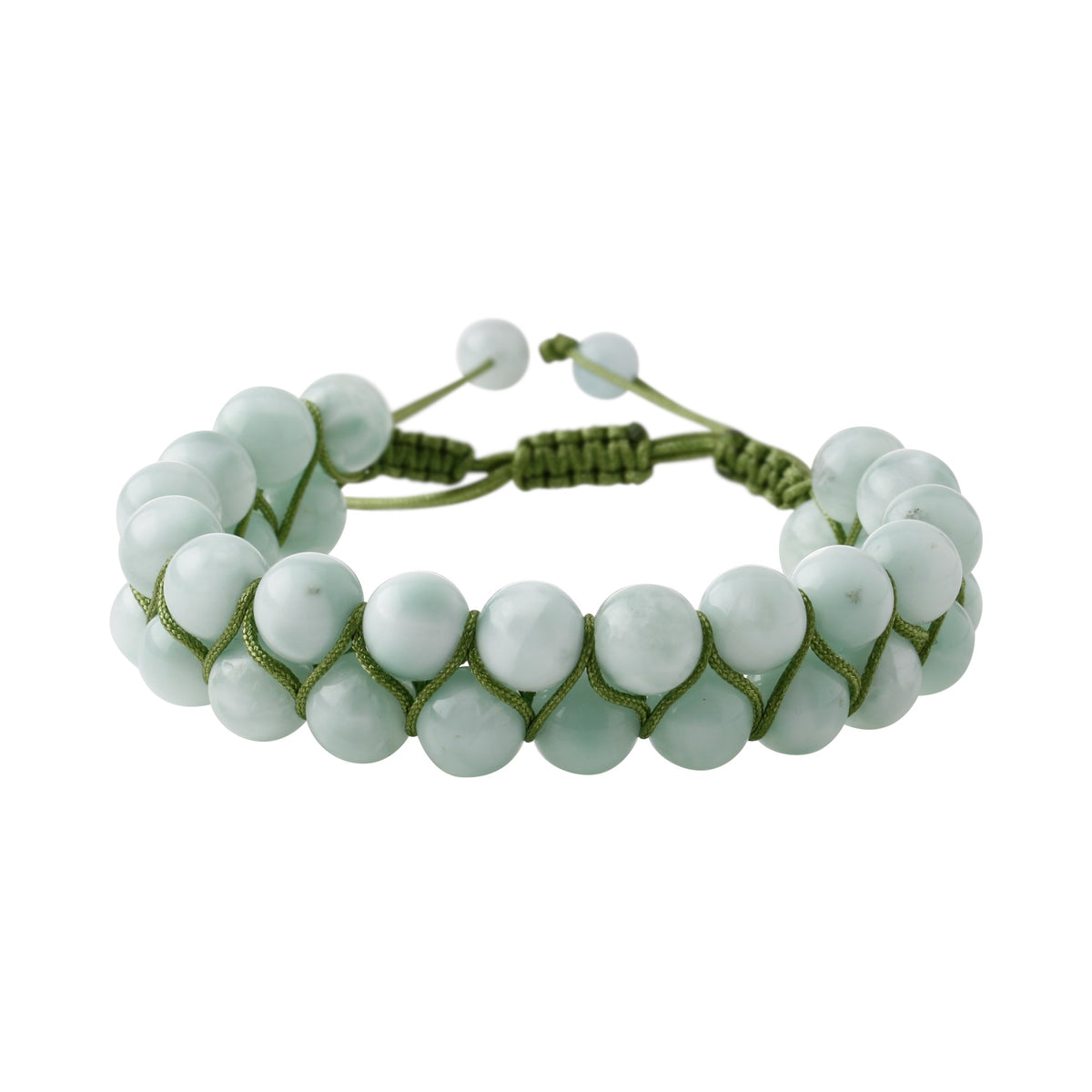 Yeşil Larimar 8 mm Çift Sıra Makrome Doğal Taş Bileklik