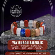 Yay Burcu Bileklik Ay Taşı, Bronzit, Güneş Taşı, Jasper, Lapis Lazuli, Selenit