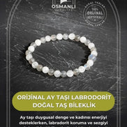 Sertifikalı Orijinal Ay Taşı Labrodorit Doğal Taş Bileklik